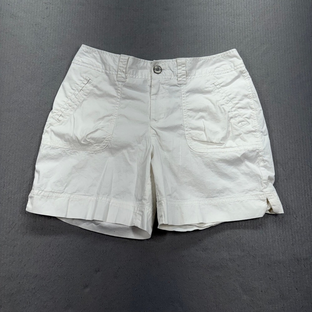Eddie Bauer Rip Stop Shorts Womens 6 White‎ Mid Rise Outdoor Casual